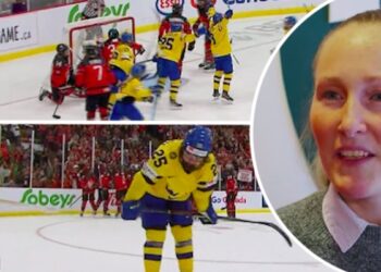 Fin insats av Damkronorna i natt – men Frölundas Kim Martin Hasson vill se mer. Foto (spelbilder): SVT (skärmdumpar)